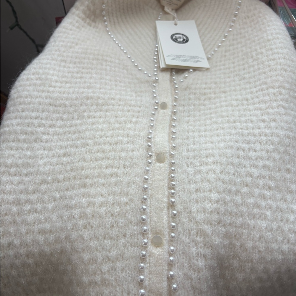 Sézane Solena Pearl White Cardigan! NWT! Size Small! - Picture 3 of 4